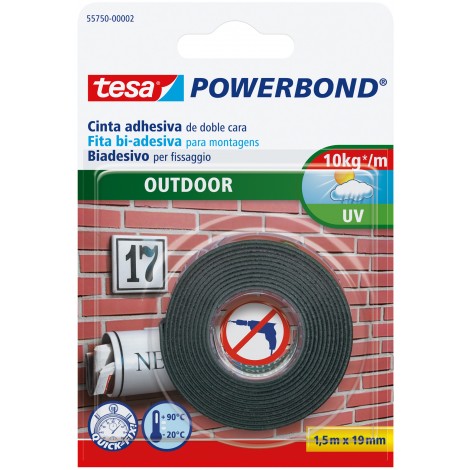 Tesa Powerbond - Nastro biadesivo per esterni, 19mm x 1,5m, colore trasparente  - 1pz - 55750-00002-04