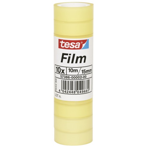 Tesafilm - Nastro adesivo standard con supporto in PP, senza solventi, 15mm x 10m, colore trasparente - 10pz - 57386-00002-05