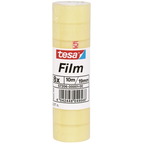 Tesafilm - Nastro adesivo standard con supporto in PP, senza solventi, 19mm x 10m, colore trasparente  - 8pz - 57206-00001-01