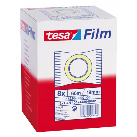 Tesafilm – Nastro adesivo standard con supporto in PP, senza solventi, 19mm x 66m, colore trasparente –  Prezzo singolo, ord. minimo 8pz - 57226-00001-02