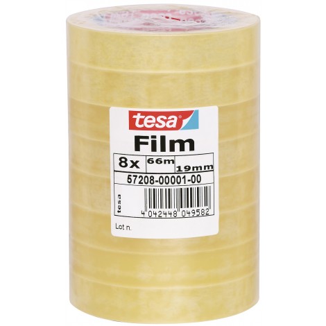 Tesafilm – Nastro adesivo standard con supporto in PP, senza solventi, 19mm x 66m, colore trasparente - 8pz - 57208-00001-02