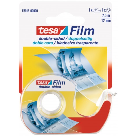 Tesafilm - Nastro biadesivo in chiocciola, con supporto in PP, 12mm x 7,5m, colore trasparente  - 1pz - 57912-00000-03