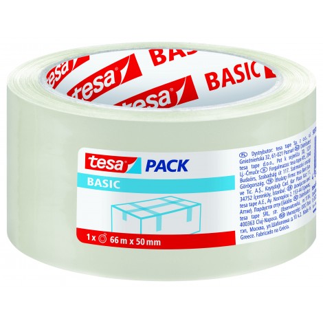 Tesa Nastro imballo rumoroso BASIC con adesivo HOT MELT, 50mm x 66m, colore trasparente – 58570-00000-00