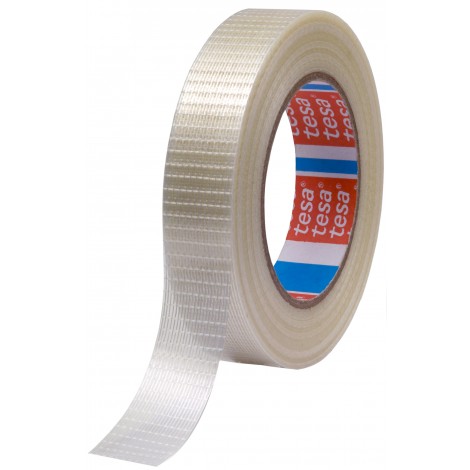 Tesa 4591 - Nastro rinforzato, supporto in fibra di vetro e PET, trama bidirezionale, 19mm x 50m, colore trasparente  - 1pz - 04591-00001-00