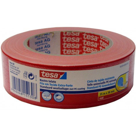 Tesa Nastro adesivo telato, supporto in PE estruso rinforzato con tessuto PET, 38mm x 25m, colore rosso - Prezzo singolo, ord. minimo 6pz - 56359-00003-01