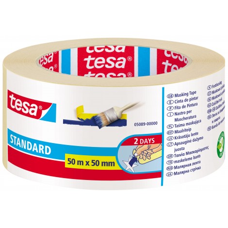 Tesa Nastro per schermatura in carta semi-crespata,rimovibile senza residui, 50mm x 50m, colore beige  - Prezzo singolo, ord. minimo 6pz - 05089-00000-03