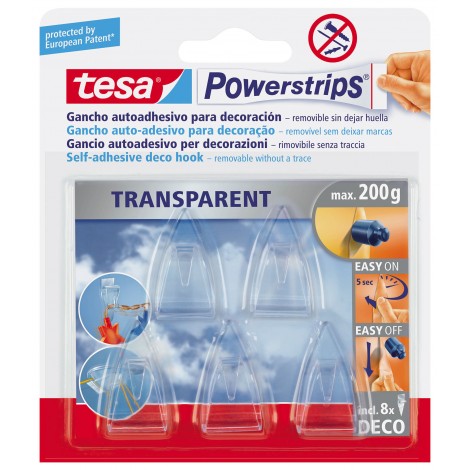 Tesa Ganci POWERSTRIPS, colore trasparente - 58900-00014-21