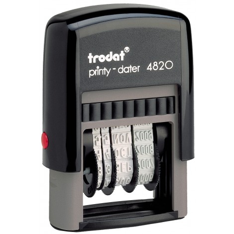 Trodat Printy - Timbro 4820 P2 datario autoinchiostrante, altezza caratteri 4mm, climaticamente neutro e struttura in materiale plastico riciclato - 1pz - 74008