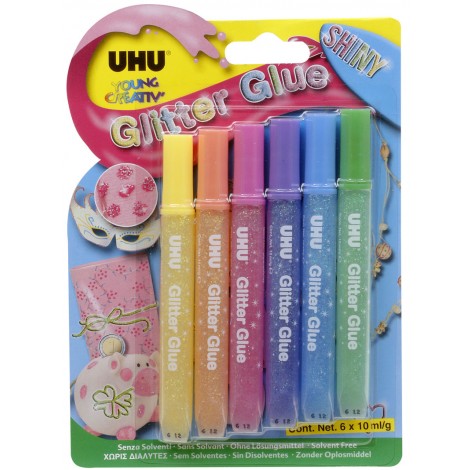 UHU Colla liquida - Glitter Shiny, 10ml - 6pz - 39086