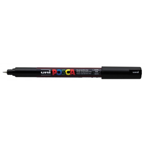 Uni Posca Pen PC1M - Marcatore permanente a tempera con inchiostro pigmentato a base d`acqua, punta 0,7mm, colore nero - 1pz - M PC1MR N