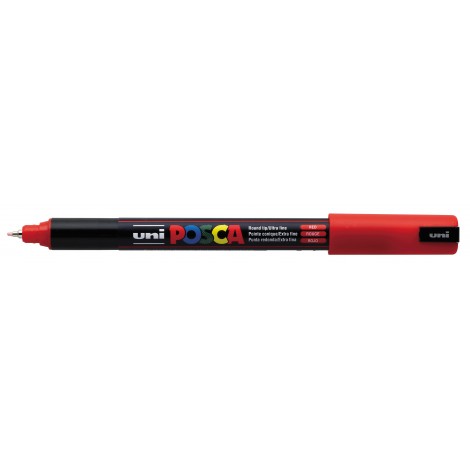 Uni Posca Pen PC1M – Marcatore permanente a tempera con inchiostro pigmentato a base d`acqua, punta 0,7mm, colore rosso – 1pz – M PC1MR R
