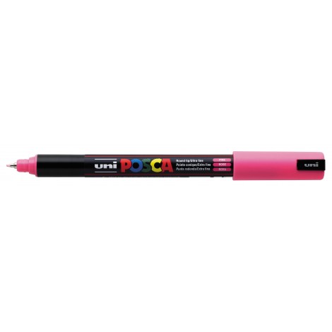 Uni Posca Pen PC1M – Marcatore permanente a tempera con inchiostro pigmentato a base d`acqua, punta 0,7mm, colore rosa – 1pz – M PC1MR RA