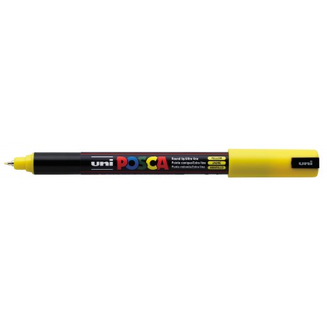 Uni Posca Pen PC1M – Marcatore permanente a tempera con inchiostro pigmentato a base d`acqua, punta 0,7mm, colore giallo – 1pz – M PC1MR G