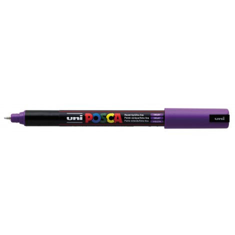 Uni Posca Pen PC1M – Marcatore permanente a tempera con inchiostro pigmentato a base d`acqua, punta 0,7mm, colore viola – 1pz – M PC1MR VI