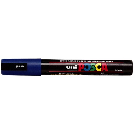Uni Posca PC5M – Marcatore permanente a tempera con inchiostro pigmentato a base d`acqua, punta 2,5mm, colore blu – 1pz – M PC5M B