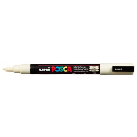 Uni Posca PC3M – Marcatore permanente a tempera con inchiostro pigmentato a base d`acqua, punta 1,3mm, colore avorio – 1pz – M PC3M AV