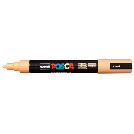 Uni Posca PC5M – Marcatore permanente a tempera con inchiostro pigmentato a base d`acqua, punta 2,5mm, colore arancione chiaro – 1pz – M PC5M ACC