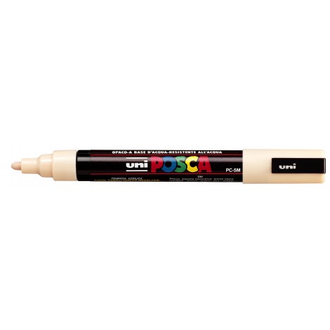Uni Posca PC5M – Marcatore permanente a tempera con inchiostro pigmentato a base d`acqua, punta 2,5mm, colore beige – 1pz – M PC5M BG