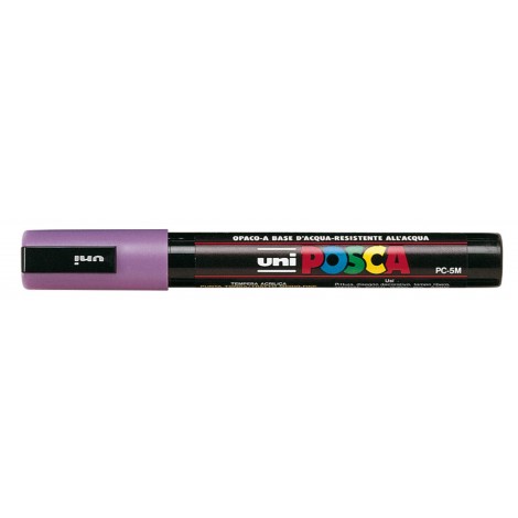 Uni Posca PC5M – Marcatore permanente a tempera con inchiostro pigmentato a base d`acqua, punta 2,5mm, colore lilla – 1pz – M PC5M L