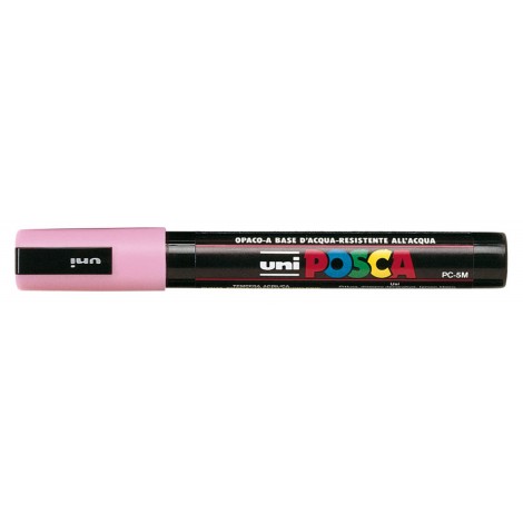 Uni Posca PC5M – Marcatore permanente a tempera con inchiostro pigmentato a base d`acqua, punta 2,5mm, colore rosa – 1pz – M PC5M RAC
