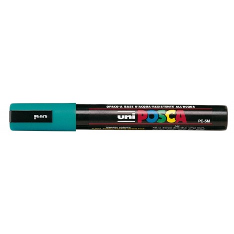 Uni Posca PC5M – Marcatore permanente a tempera con inchiostro pigmentato a base d`acqua, punta 2,5mm, colore verde smeraldo – 1pz – M PC5M VSM