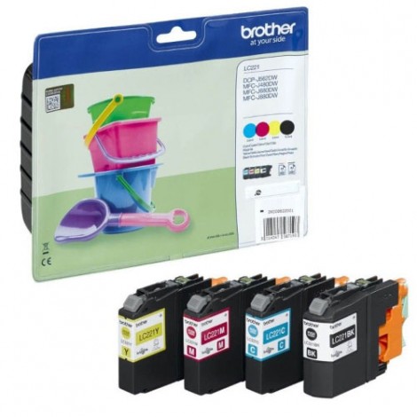 LC221VALBP Cartuccia inchiostro nero, ciano, magenta e giallo per Brother MFC J1150DW (4x260pg) 1Conf.