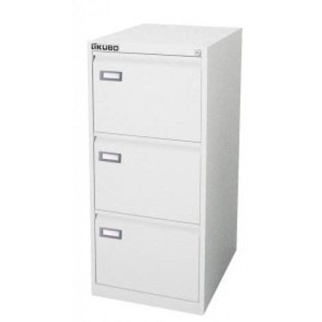Bertesi Classificatore metallico KUBO, 3 cassetti, con maniglie e chiusura centralizzata, 2 chiavi, colore bianco