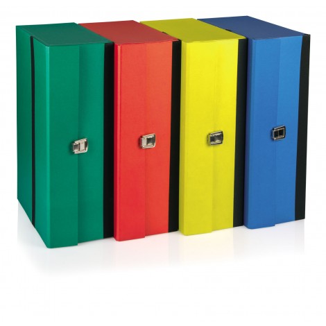 Brefiocart Scatola archivio con chiusura metallica, 27x38cm, dorso 12cm, colore giallo – prezzo singolo, ord. minimo 10pz – 0203752/GI