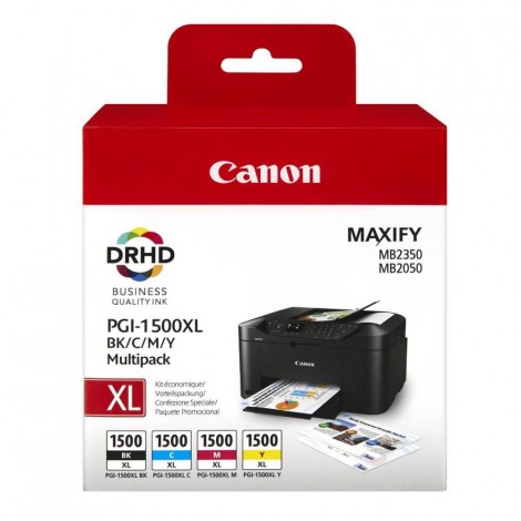 9182B010 PGI1500XL cartuccia XL multipack CMYK nero, ciano, magenta e giallo per Canon MAXIFY MB 2050 (1x34,7ml - 3x12ml) 1Conf.