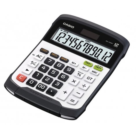 Casio Calcolatrice da tavolo WD 320MT, display 12 cifre, waterproof, colore bianco