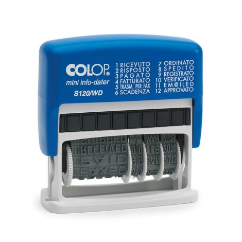 Colop Mini Info Dater S120/WD - Timbro autoinchiostrante, dimensione piastra 4x42mm, altezza caratteri 4mm, struttura in materiale plastico - 1pz