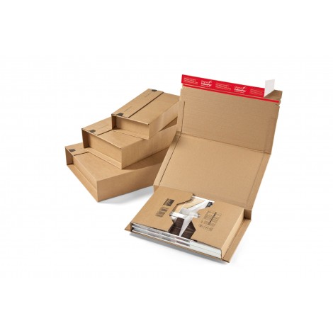 Colompac Scatola fustellata in cartone, per spedizioni, dimensioni interne 455x320mm, adattabile in altezza fino a 70mm, colore marrone - 10pz