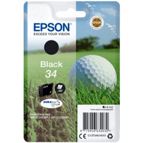 C13T34614010 T3461 cartuccia nero per Epson WORKFORCE PRO WF 3720DW (6,1ml) 1pz