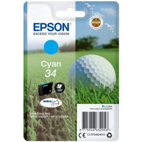 C13T34624010 T3462 cartuccia ciano per Epson WORKFORCE PRO WF 3720DW (4,2ml) 1pz