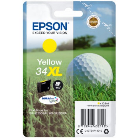C13T34744010 T3474 cartuccia giallo per Epson WORKFORCE PRO WF 3720DW (10,8ml) 1pz