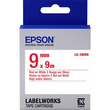 Epson Nastro per etichettatrice LK3WRN, rosso su bianco, 9mm x 9m