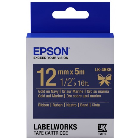 Epson Nastro per etichettatrice LK4HKK, blu su oro, 12mm x 5m