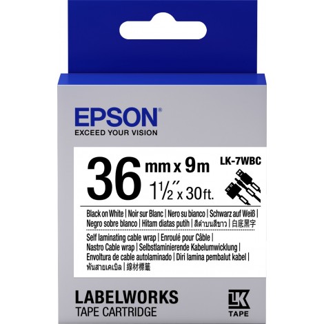 Epson LK7WBCNastro per cavi LK7WBC, nero su bianco 36mm x 9m