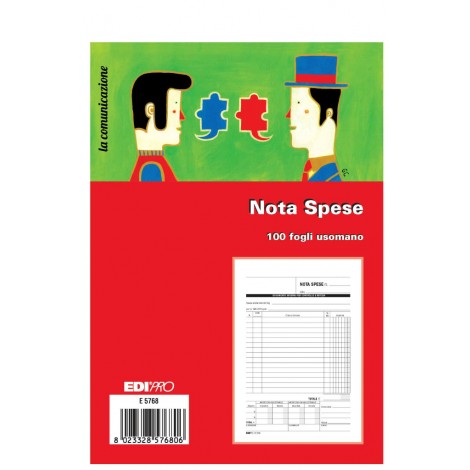 Edipro Blocco nota spese SENZA DETTAGLIO, 100 pagine, 22x14,8cm - Prezzo singolo, ord. minimo 5pz