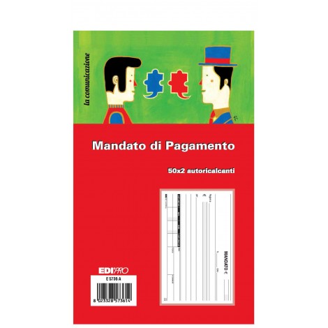 Edipro Blocco mandato di pagamento, 50 pagine per 2 copie, autoricalcante, 9,9x17cm - Prezzo singolo, ord. minimo 5pz