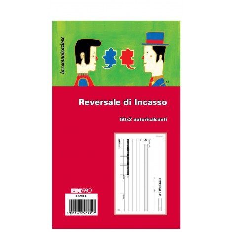 Edipro Blocco reversale di incasso, 50 pagine per 2 copie, autoricalcante, 9,9x17cm - Prezzo singolo, ord. minimo 5pz