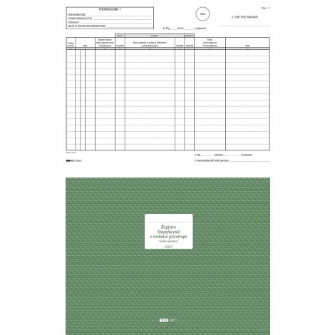 Edipro Registro carico/scarico stupefacenti per unita` operative e ASL, numerate, 24,5x31cm  - 1pz
