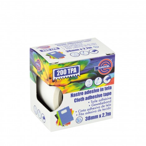 Eurocel 200 TPA – Nastro telato telato, supporto in cotone plastificato, 38mm x 2,7m, colore bianco – 1pz
