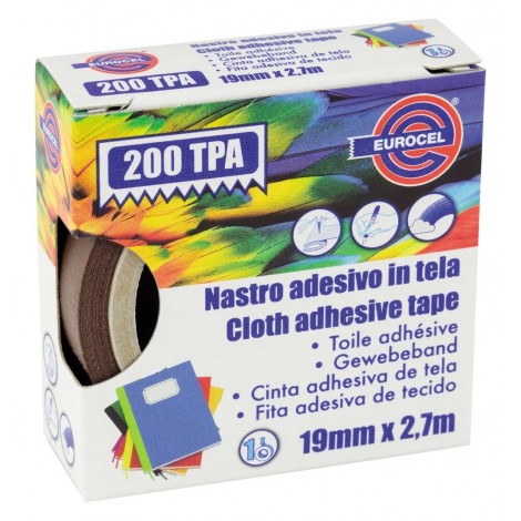 Eurocel 200 TPA - Nastro telato telato, supporto in cotone plastificato, 19mm x 2,7m, colore marrone  - 1pz