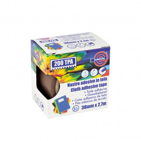 Eurocel 200 TPA – Nastro telato telato, supporto in cotone plastificato, 38mm x 2,7m, colore marrone – 1pz