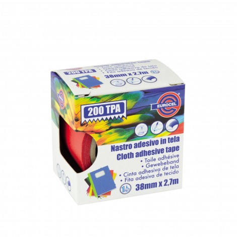 Eurocel 200 TPA – Nastro telato telato, supporto in cotone plastificato, 38mm x 2,7m, colore rosso – 1pz