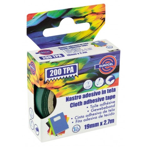 Eurocel 200 TPA – Nastro telato telato, supporto in cotone plastificato, 19mm x 2,7m, colore verde – 1pz