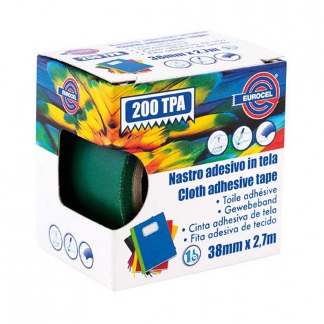 Eurocel 200 TPA – Nastro telato telato, supporto in cotone plastificato, 38mm x 2,7m, colore verde – 1pz