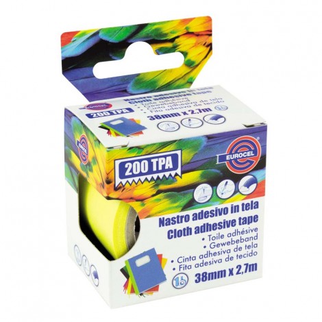 Eurocel 200 TPA – Nastro telato telato, supporto in cotone plastificato, 38mm x 2,7m, colore giallo – 1pz