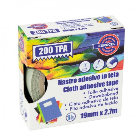 Eurocel 200 TPA – Nastro telato telato, supporto in cotone plastificato, 19mm x 2,7m, colore grigio – 1pz